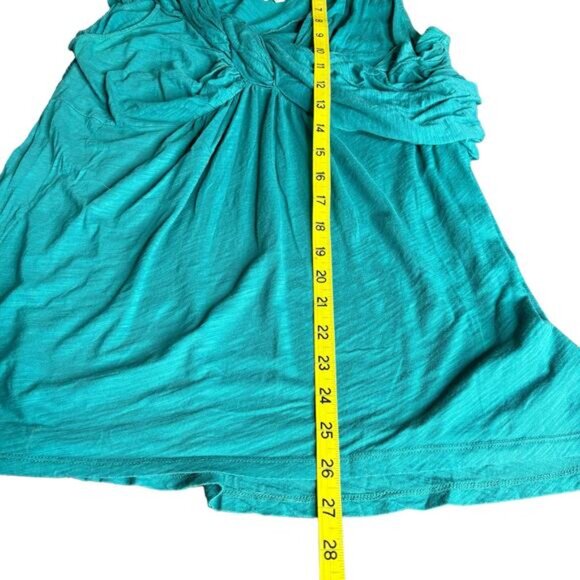 Anthropologie Deletta Twist Flounce Tank Ruched Flowy Top Size Large Teal Boho - Picture 5 of 7